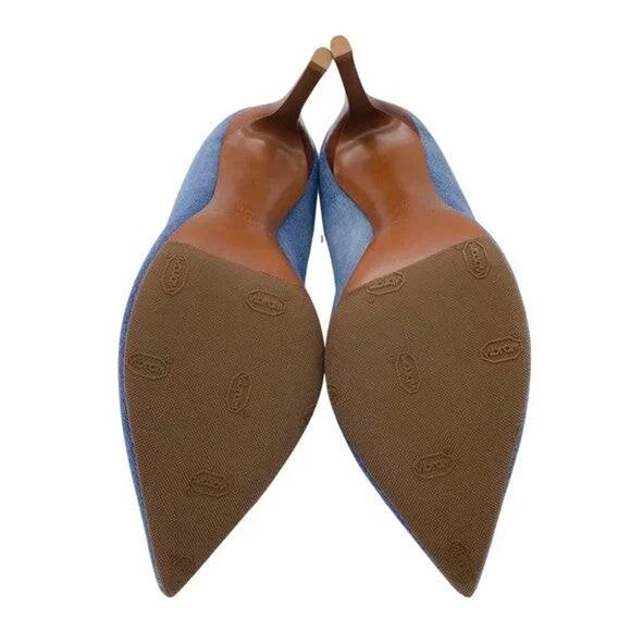 Ralph Lauren Blue Celia Pointed Toe Denim Pumps Heels - 41B - Picture 6 of 6